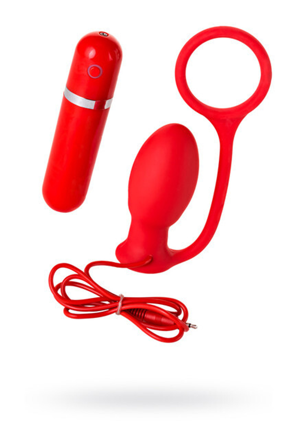 Стимулятор простаты с эрекционным кольцом Sens Ass (10 режимов) (Цвет: красный)