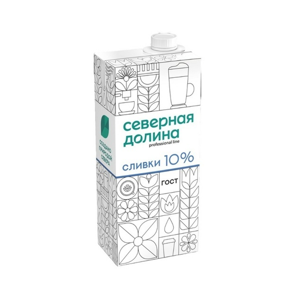 Сливки Северная Долина Ультрапастеризованные 10% 1л