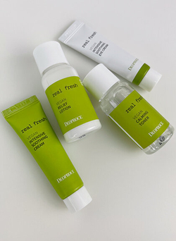 DEOPROCE Набор уходовый для лица на основе растительных экстрактов, REAL FRESH VEGAN MINI KIT, 30 мл*2/10 мл*2