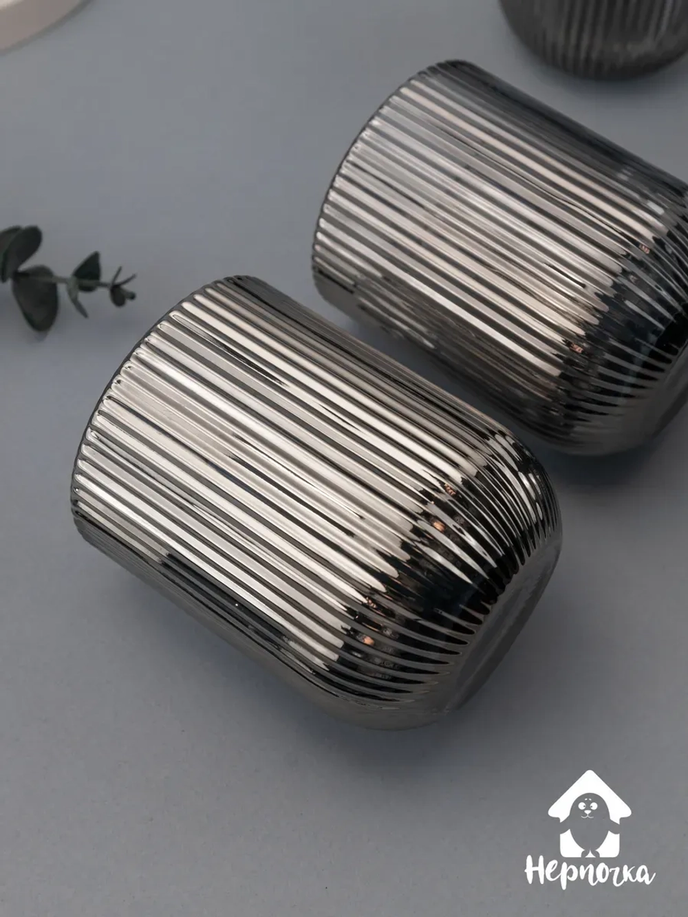 Набор ребристых стаканов для виски, 270 мл. 6 шт. Черные