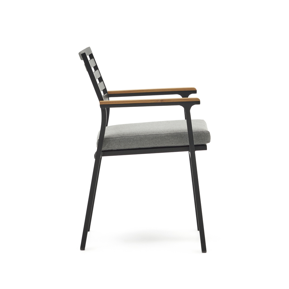 Bona Уличный стул из алюминия в черной отделке и массива тикового дерева