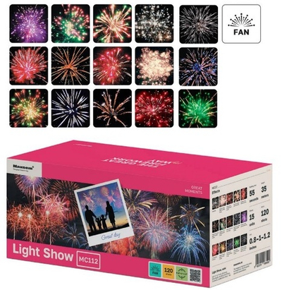 Батарея салютов "Light Show" MC112 120 залпов * 0.8-1-1.2"