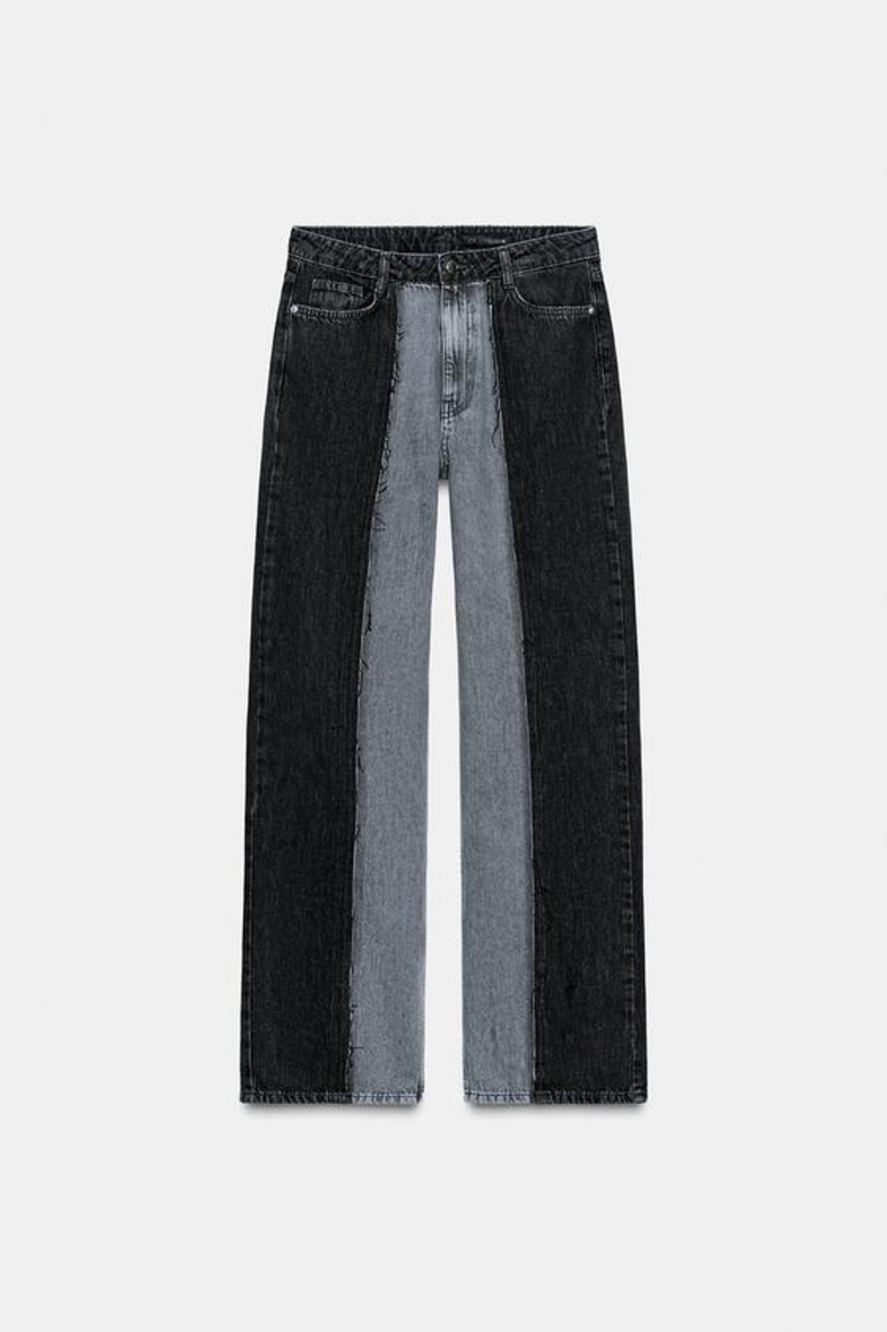 ZARA ДЖИНСЫ Z1975 WIDE LEG С ВЫСОКОЙ ПОСАДКОЙ И КОНТРАСТНЫМИ ДЕТАЛЯМИ, СЕРЫЙ