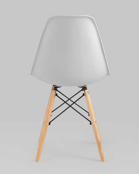 Eames Style DSW светло-серый пластик, стальной каркас, натуральный массив бука