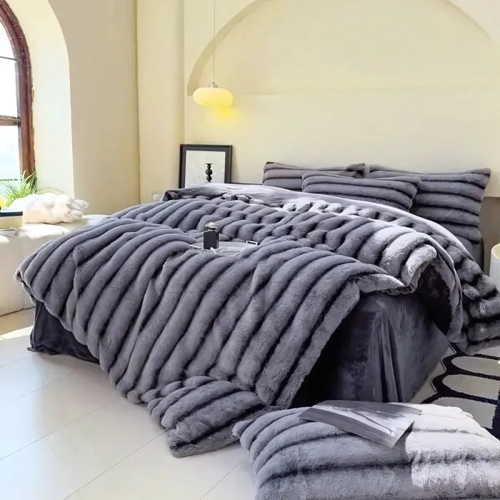 Плед 200*230 см «RABBIT», двусторонний, цвет серый