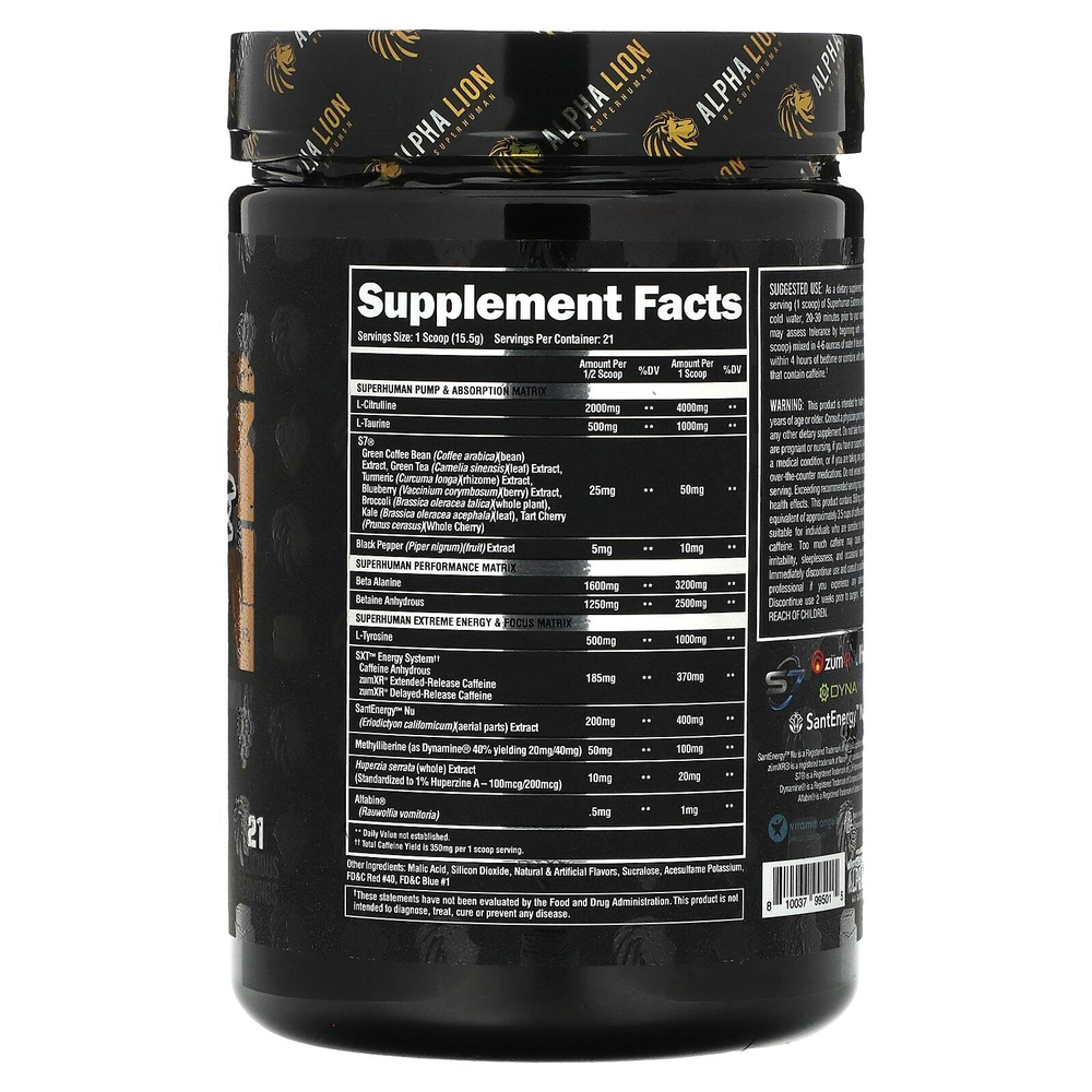 ALPHA LION, SuperHuman Extreme, Grapezilla, виноградная жвачка, 327,6 г (11,55 унции)