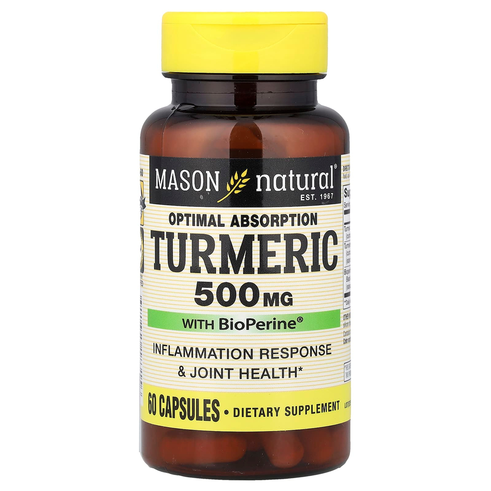 Mason Natural, куркума с BioPerine® для оптимального усвоения, 60 капсул