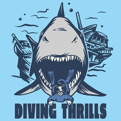 принт Diving Thrill для голубой unisex футболки
