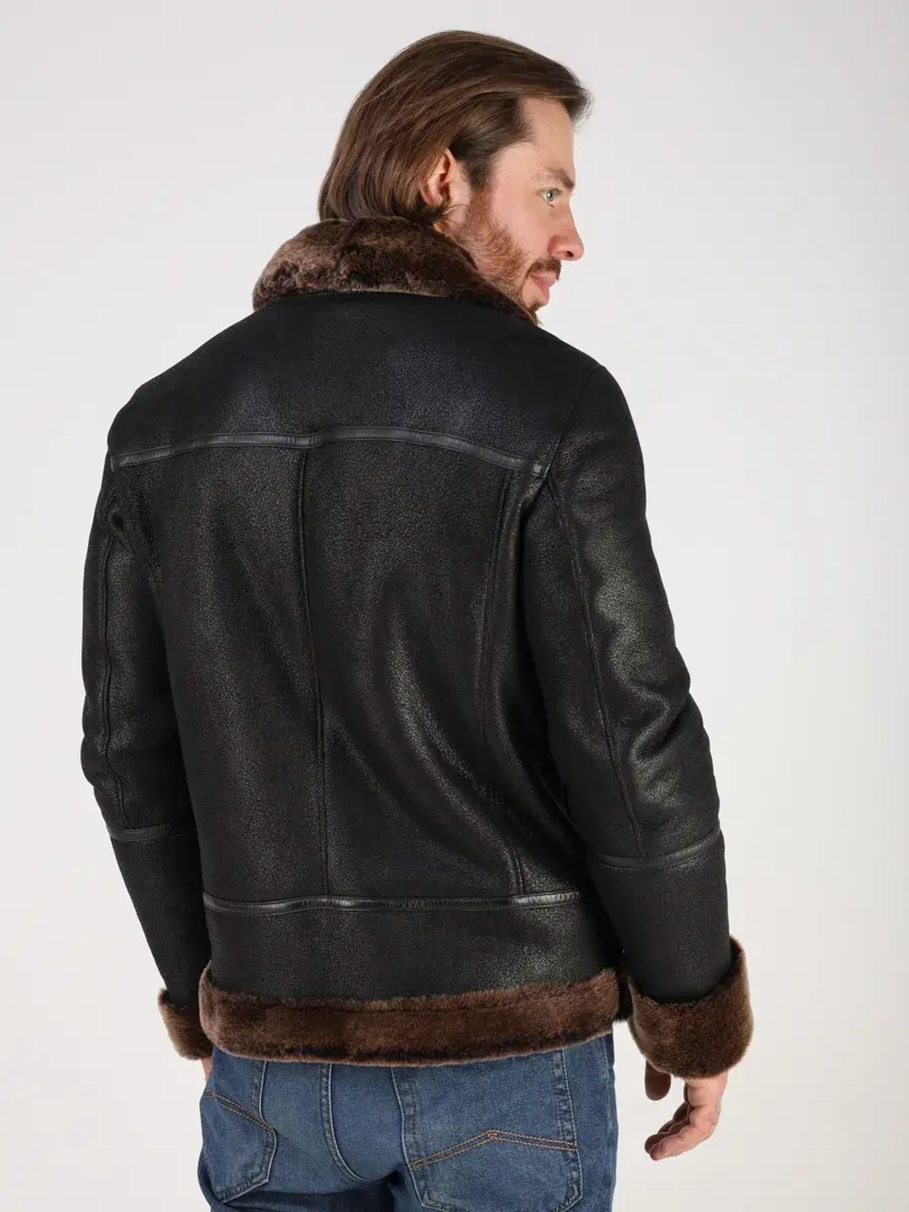 Дубленка зимняя куртка натуральная авиатор пилот