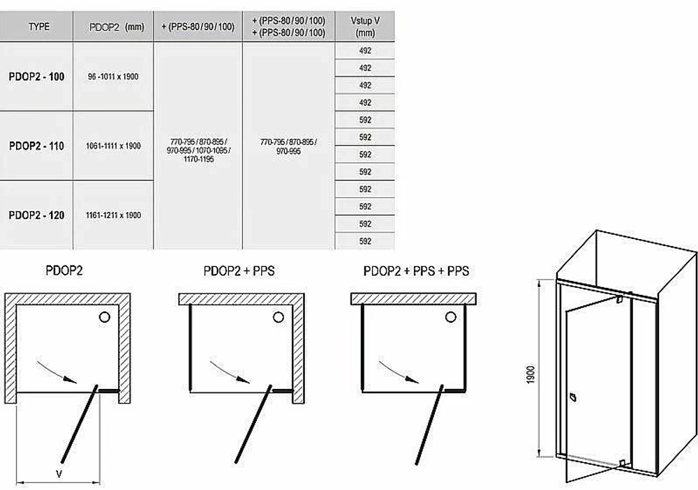 Душевой уголок Ravak Pivot PDOP2 + PPS 100x120 черный