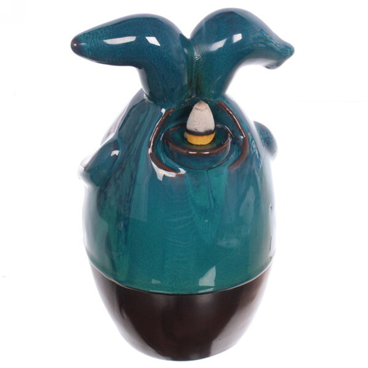 Подставка под стелющиеся благовония Кролик на удачу цвет черный бирюзовый 20,5 x 9,5 x 19 см