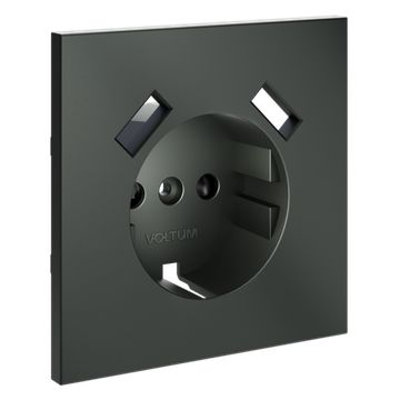 Накладка для розетки с заземлением и защитными шторками, с USB A+A, S70 (титан)