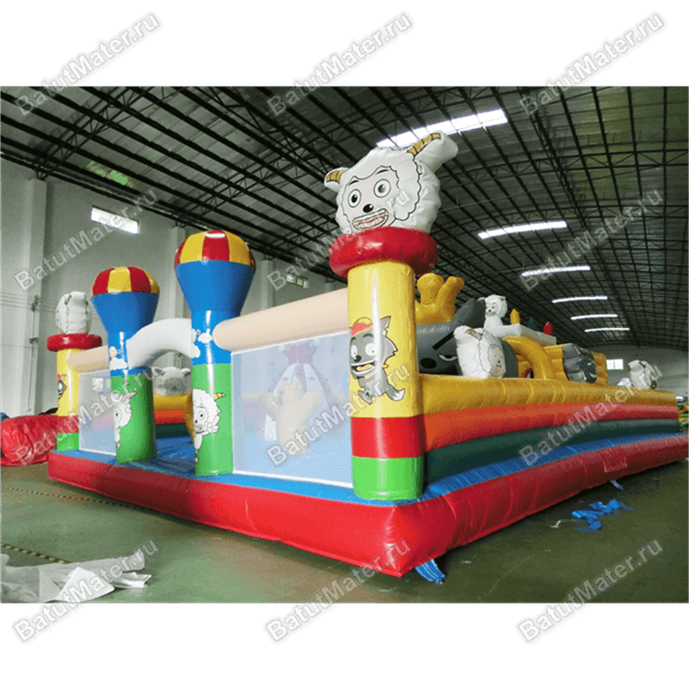 Надувной батут с крышей "Злой страшный серый волк"