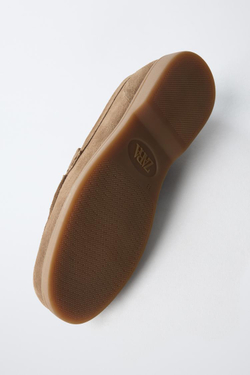 ZARA КОЖАНЫЕ ТОПСАЙДЕРЫ, КОРИЧНЕВЫЙ