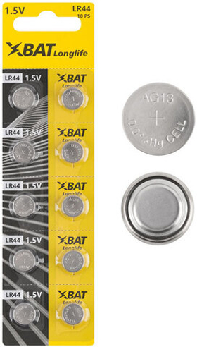 Батарейка щелочная, 1,5 В, тип "Таблетка" lr44 , 1 шт. LR44 ХВАТ