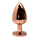 Золотистая анальная пробка 9см с белым кристаллом Cnex Wooomy Tralalo Rose Gold Metal Plug White L