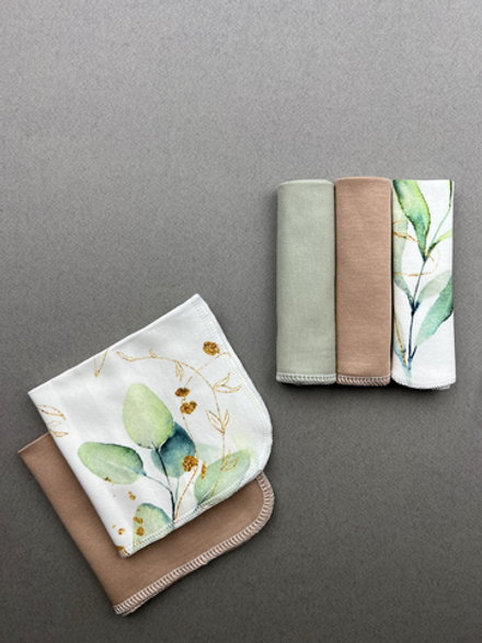 Платочки сет из 5 штук LooJoo Ветви / Карамель / Шалфей