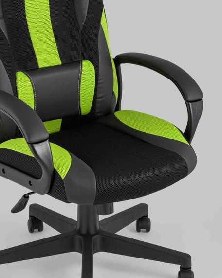 TopChairs ST-CYBER 9 GREEN ткань/экокожа черный/зеленый
