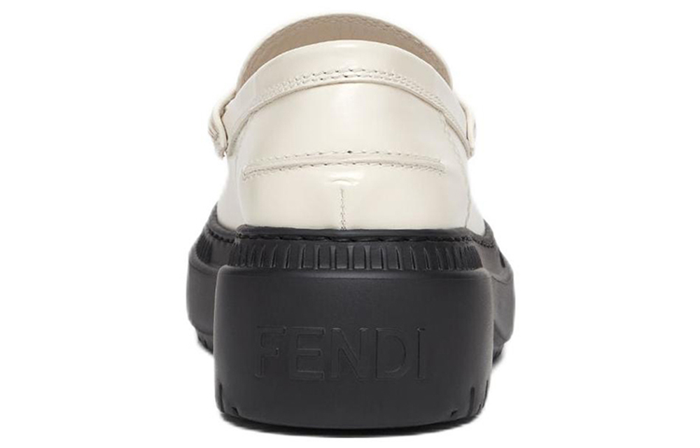 FENDI Fendigraphy Leather Slip on Platform Shoes Women"s White