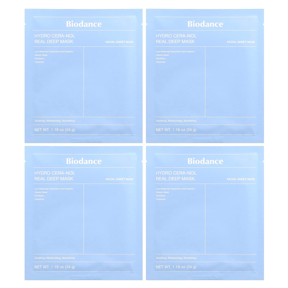Biodance, Hydro Cera-Nol Real Deep Beauty Mask, 4 шт., 34 г (1,19 унции)