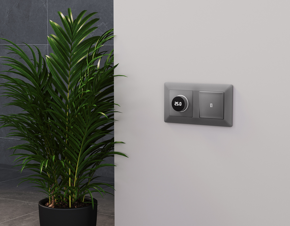 AP5058 Лицевая панель ALFA (Сталь матовый) для терморегулятора теплого пола с цифровым дисплеем QUANT