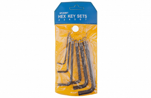 Набор шестигранников KL-9701A KENLI, 6шт на 2/3/4/5/6/7мм на кольце, в инд.упаковке