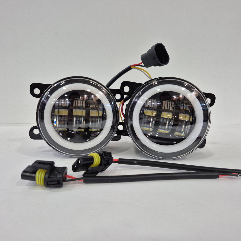 ПТФ 030133 / 3 линзы (белый + дхо + поворотник) для Citroen, Ford, Mitsubishi, Land Rover, Renault, Suzuki, Daewoo, светодиодные противотуманные фары (2 шт. / комплект)