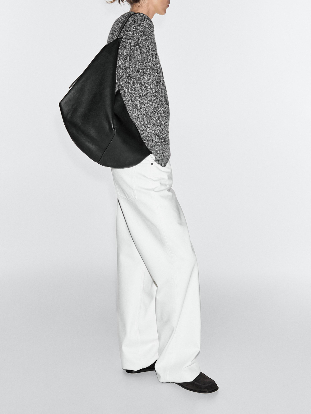 Massimo Dutti Сумка из кожи наппа, черный