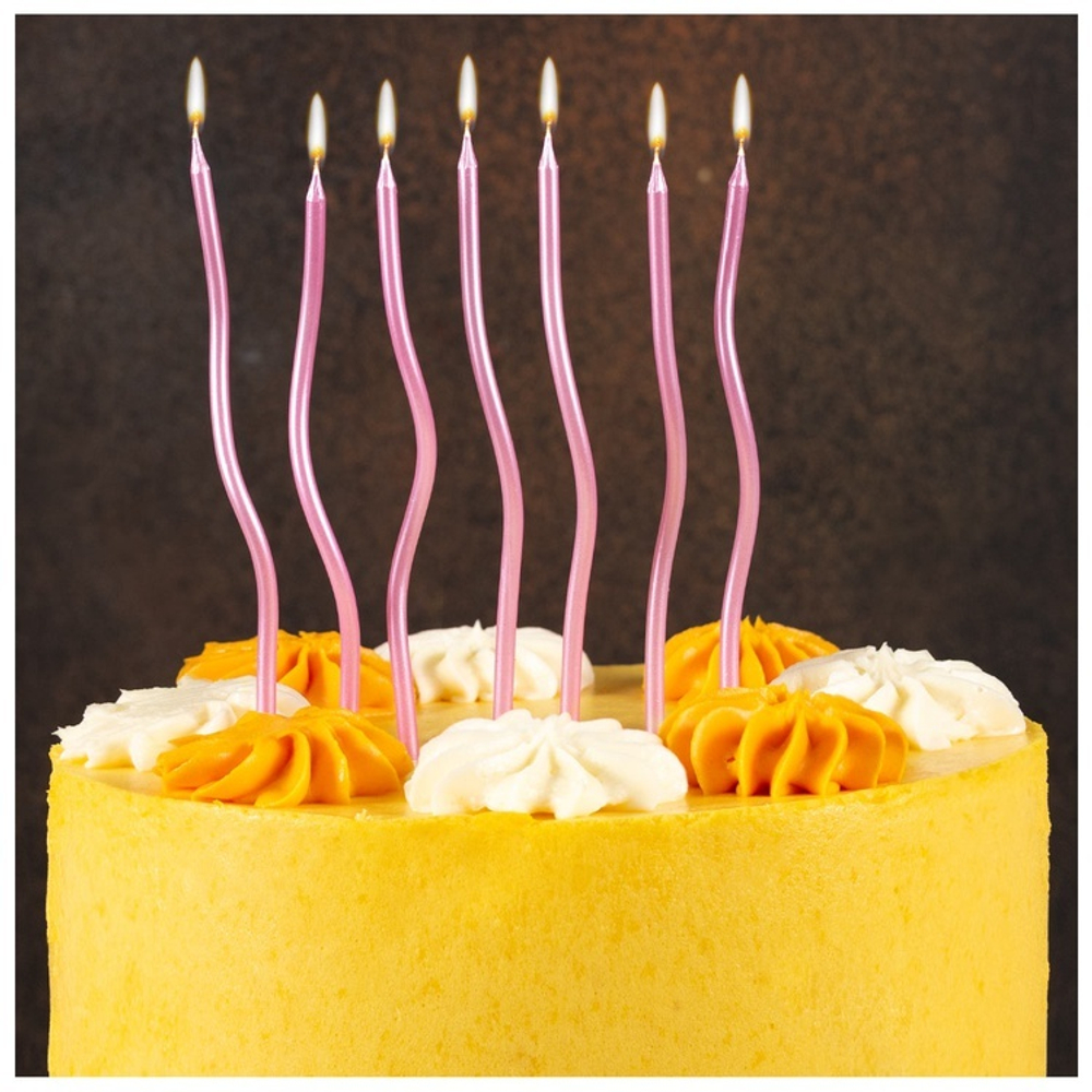 Свечи для торта «Волна» в розовом цвете 13 см, 12 шт