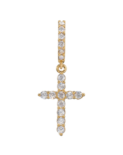 Серьги- крест с цирконами, золото