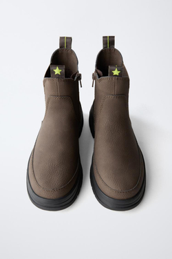 ZARA БОТИНКИ С ПЕТЕЛЬКАМИ, КОРИЧНЕВЫЙ