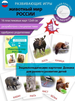 Животный мир России, карточки Домана из пластика, пластиковые карточки для детей