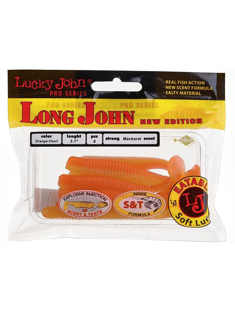 Виброхвосты съедобные LJ Pro Series LONG JOHN 3.1in (07.90)/S14 8 шт. в упак.