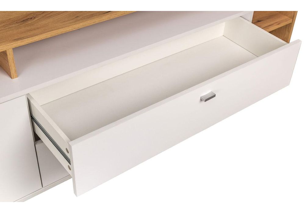 ТВ-тумба Бэль 10.92 белый премиум / дуб золотой craft