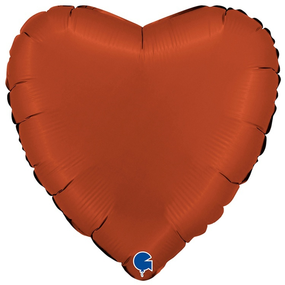 Г 18'' Сердце Кирпично-красный Сатин 40 см.