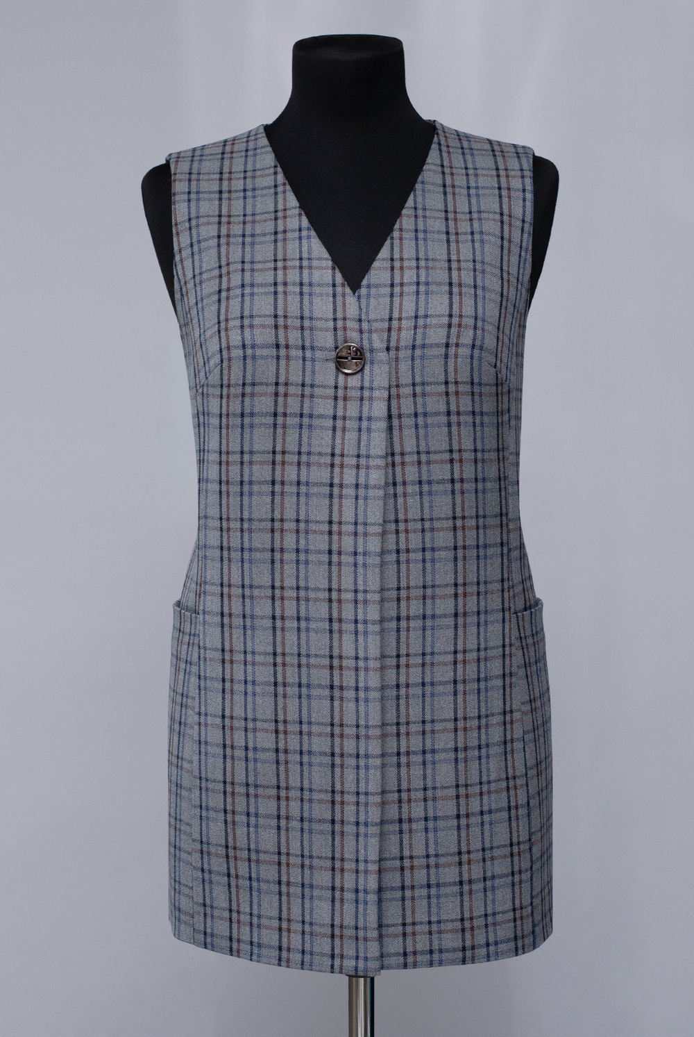 Удлинённый жилет 2980АЕ, клетка #406Кд062980АЕ