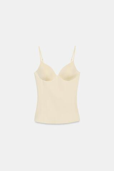 ZARA ТОП ИЗ СМЕСОВОГО ПОЛИАМИДА, ЦВЕТ СЛИВОЧНОГО МАСЛА