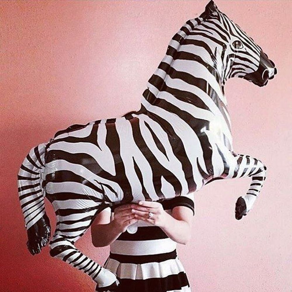 Шар 42"/107 см Зебра, Черный 1 шт.