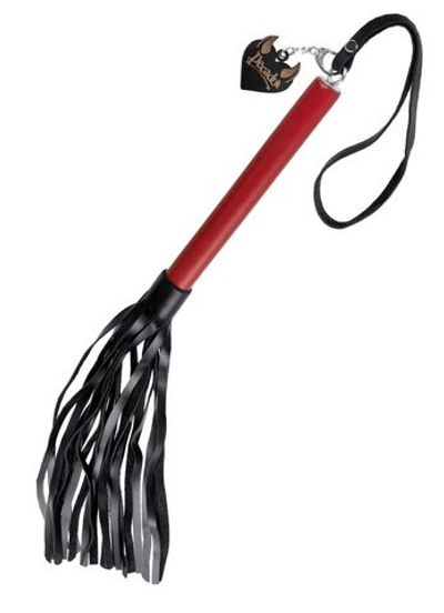 Черно-красная кожаная плеть - 50 см. (Цвет: черный с красным)