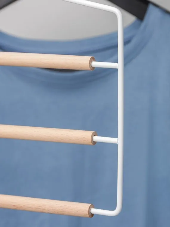 Вешалка для брюк и юбок многоуровневая SAVANNA Wood, 3 перекладины, 37×32×1,1 см, цвет белый
