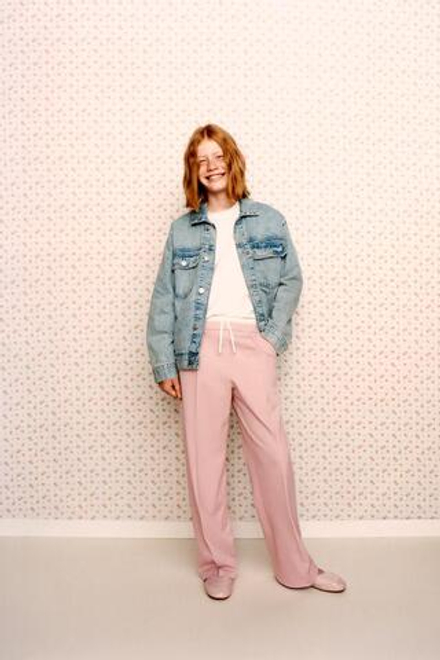 ZARA БРЮКИ С ДВОЙНЫМ ПОЯСОМ, РОЗОВЫЙ