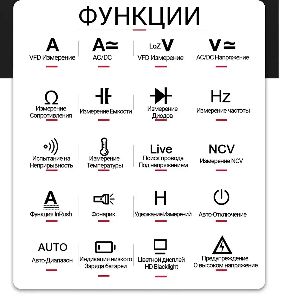 Токовые Клещи Kaiweets HT208D c функцией InRush