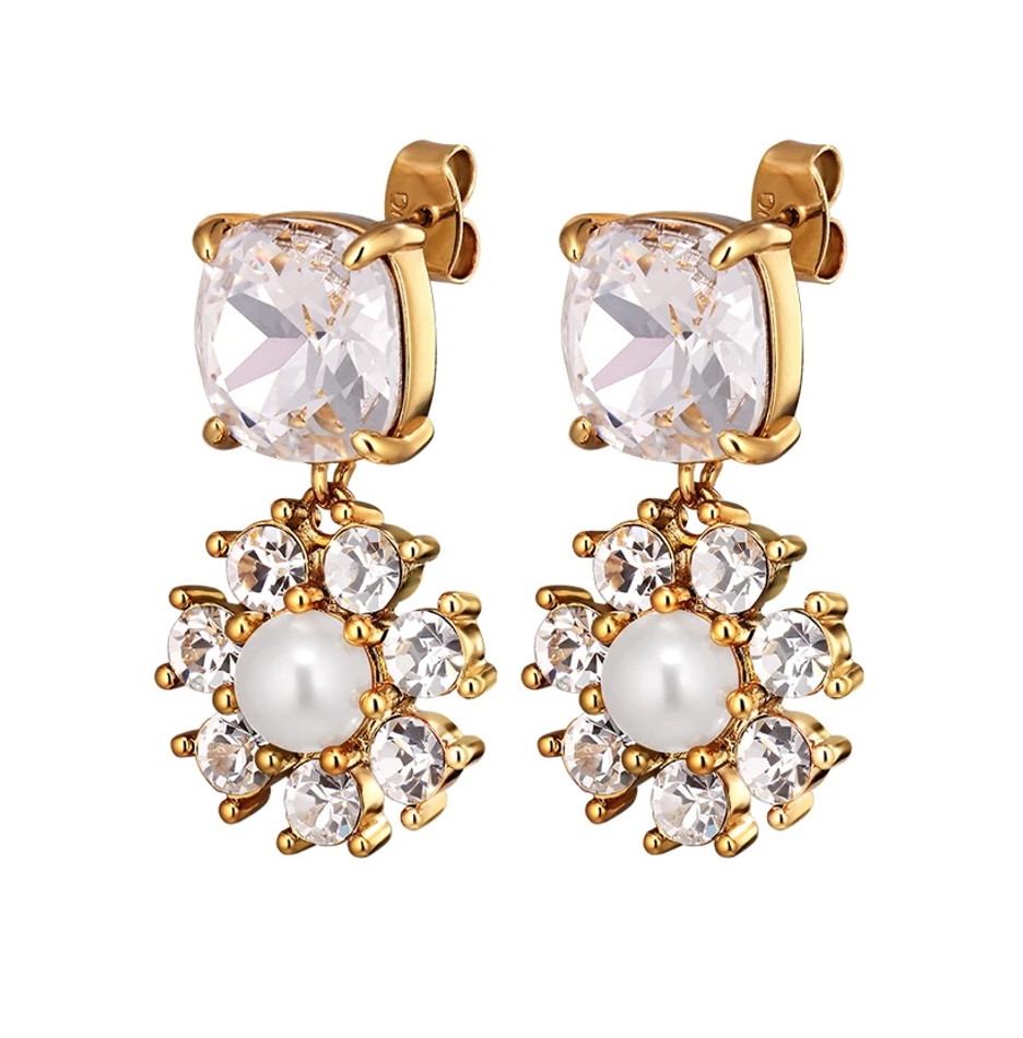 Серьги Dyrberg Kern POPPY SG CRYSTAL / WHITE PEARL 460502