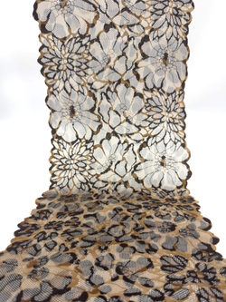 Эластичное кружево леопардовое ширина 22 см ОТРЕЗ 1.3 м