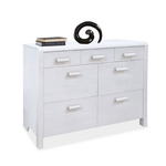 Комод белый 7 ящиков Мадейра из массива сосны на ножках, 131х39х100 см