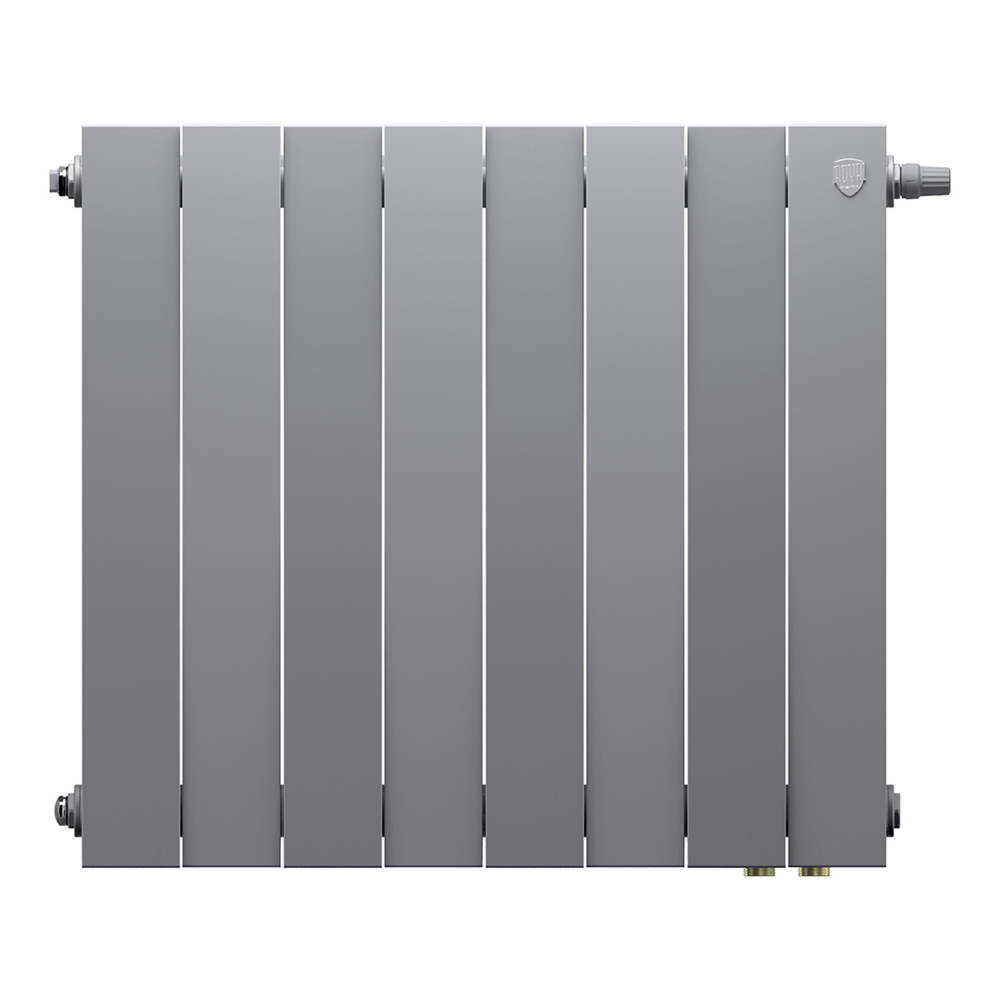 Радиатор биметаллический Royal Thermo PianoForte 500 Silver Satin 8 секций VDR (нижнее правое подключение)