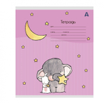 Тетрадь 12л., линия, Alingar, скрепка, блок офсет, 100% белизна, мелованный картон (стандарт), "Слоник"