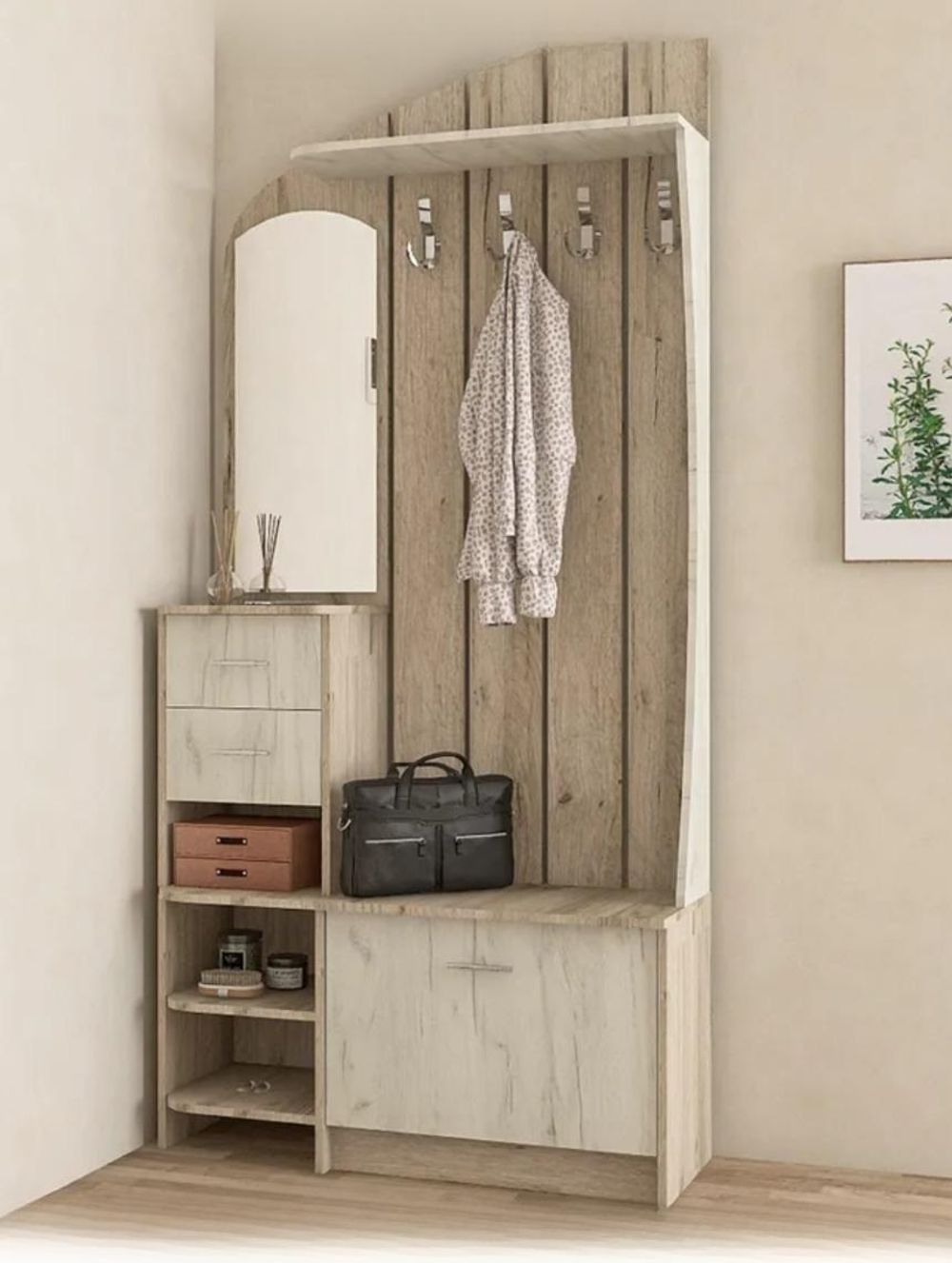 Прихожая Саша 14 дуб крафт серый/дуб крафт белый