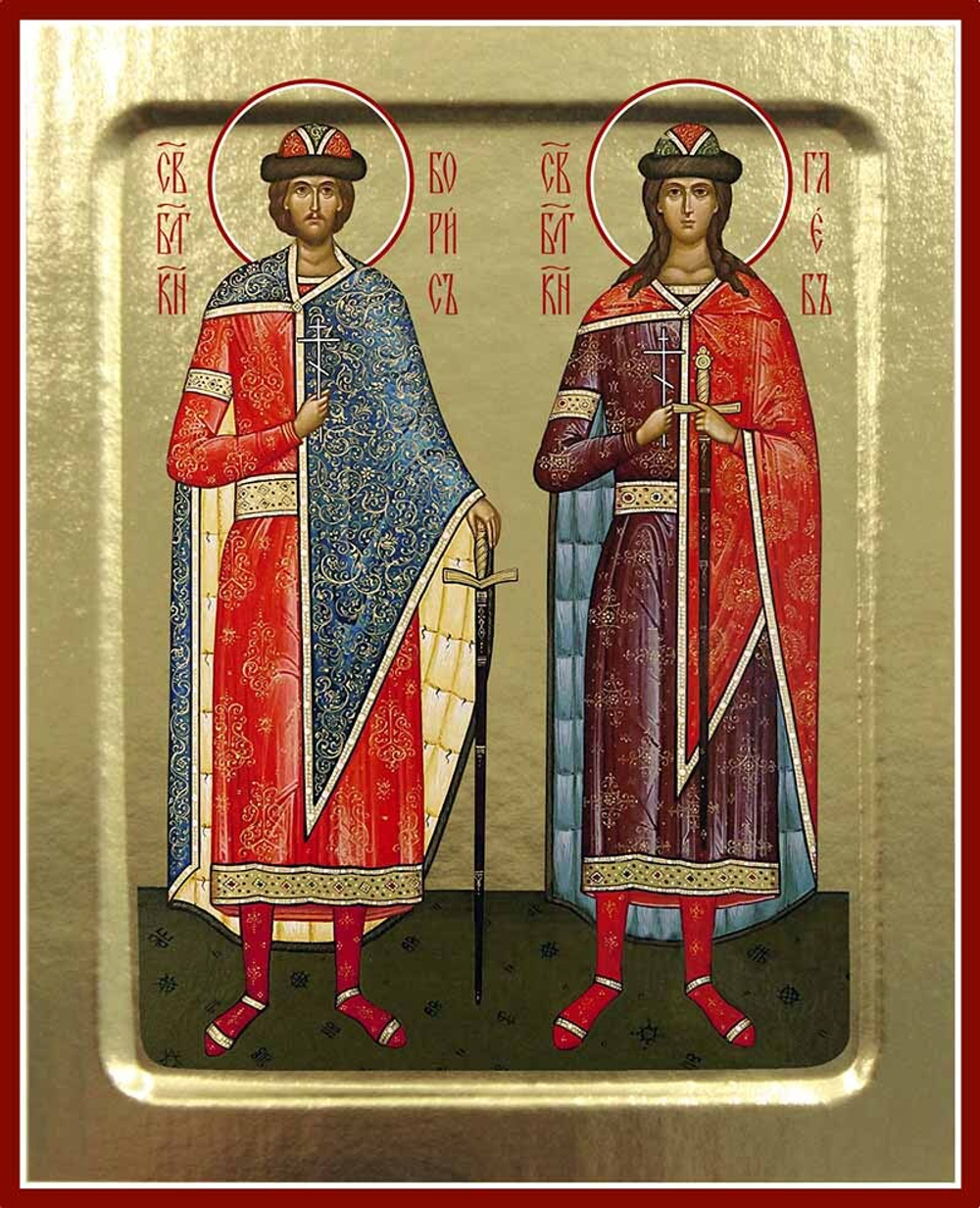Икона Бориса и Глеба, блг. князей (ростовая) на дереве: 125 х 160 (Синопсисъ)