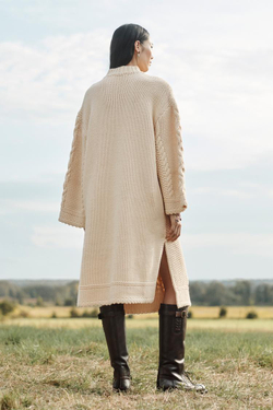 ZARA ТРИКОТАЖНОЕ ПЛАТЬЕ, ЭКРЮ